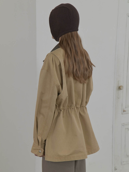 Cotton Half Work Jacket in Beige VW5AM065-91