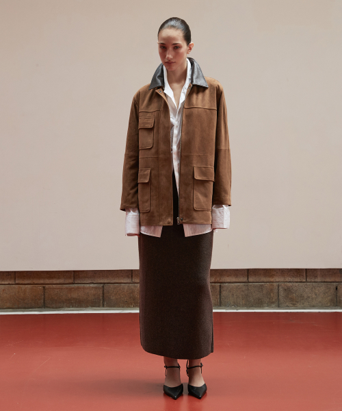 Suede Safari Jacket_Mocha Mousse