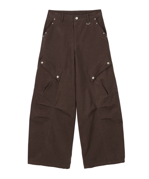 DD studded pin-tuck cargo pants (BROWN)