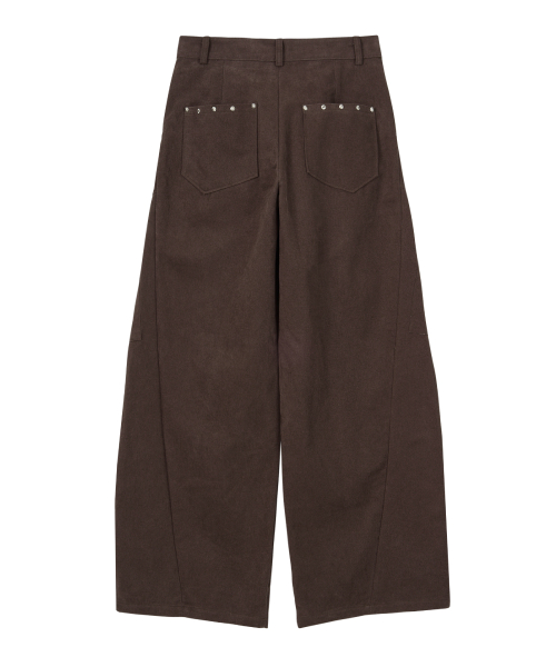 DD studded pin-tuck cargo pants (BROWN)