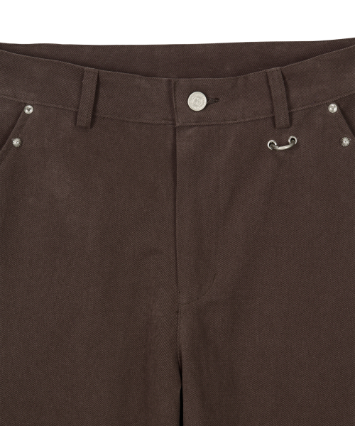 DD studded pin-tuck cargo pants (BROWN)