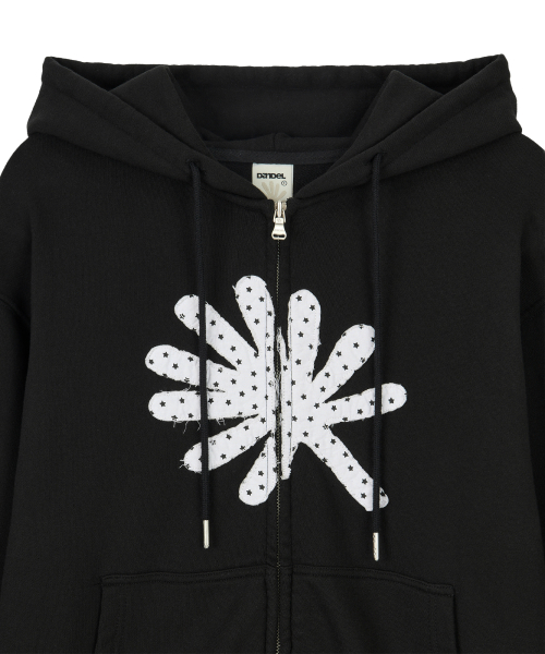 DD symbol applique hoodie zip-up