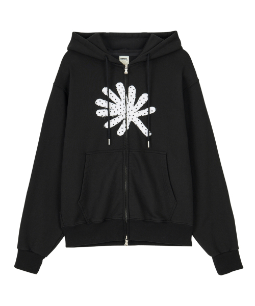 DD symbol applique hoodie zip-up