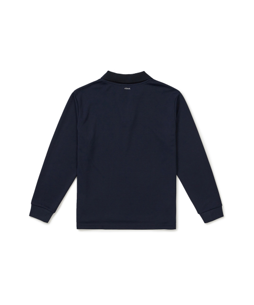 [25FW clove] Stretch Open-Collar T-Shirt (Navy)