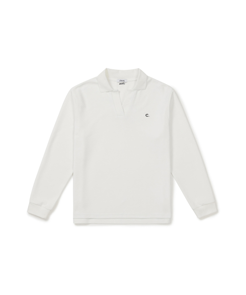 [25FW clove] Stretch Open-Collar T-Shirt (White)