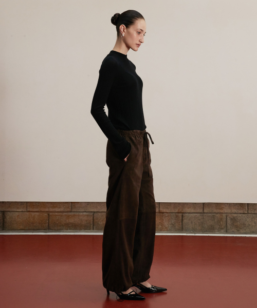 Suede Parachute Pants_Deep Brown