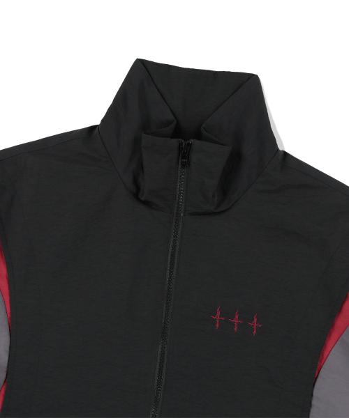 444 Logo Color Block Nylon Windbreaker Jacket - Black