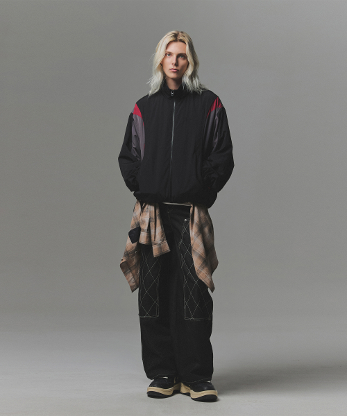 444 Logo Color Block Nylon Windbreaker Jacket - Black