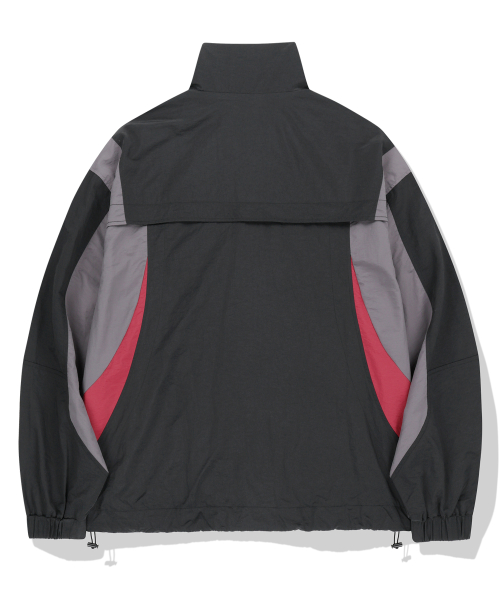 444 Logo Color Block Nylon Windbreaker Jacket - Black