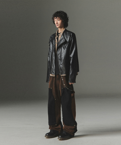 Washed Deconstructed Double Knee Pants - Black