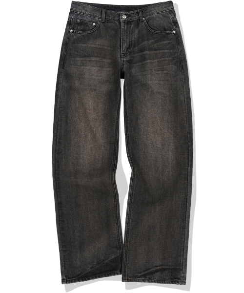 Symbol Stitch Low Rise Flare Fit Denim Pants - Black