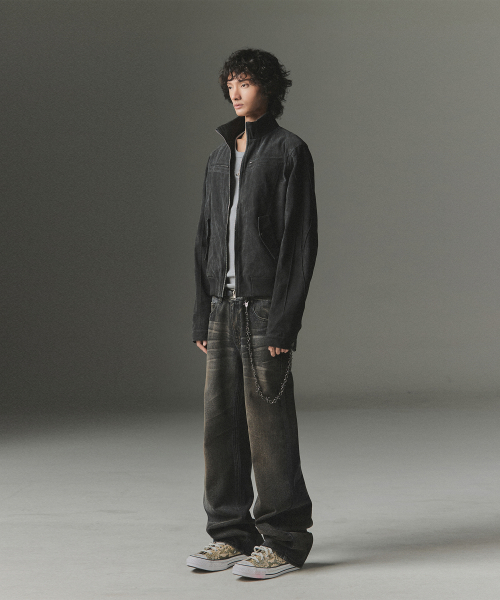 Symbol Stitch Low Rise Flare Fit Denim Pants - Black