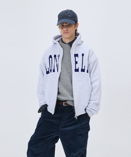 LONELY/LOVELY FELT HOODIE ZIP-UP ASH GRAY
