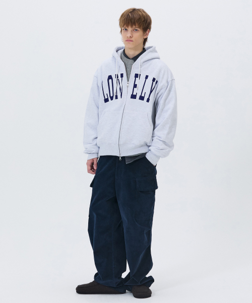 LONELY/LOVELY FELT HOODIE ZIP-UP ASH GRAY