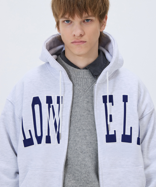 LONELY/LOVELY FELT HOODIE ZIP-UP ASH GRAY