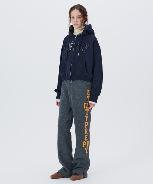 LONELY/LOVELY CROP HOODIE ZIP-UP NAVY