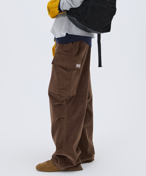 CORDUROY UTILITY CARGO PANTS BROWN