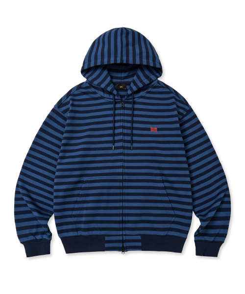 TAG STRIPE HOOD ZIP UP - BLUE