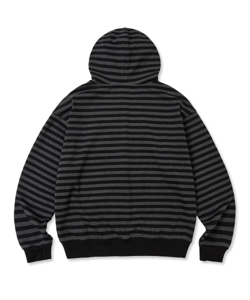 TAG STRIPE HOOD ZIP UP - CHARCOAL