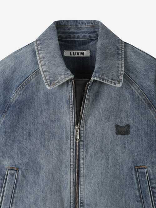 COTTON DENIM ZIP-UP_BLUE