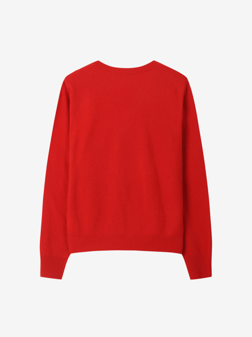 V-NECK KNIT PULLOVER_RED