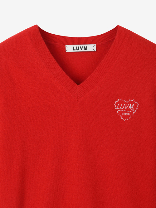 V-NECK KNIT PULLOVER_RED