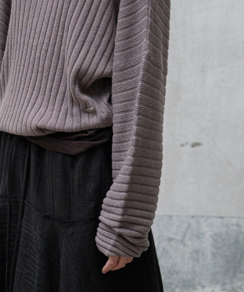 RIBBED OVERFIT TURTLENECK KNIT (ASH PURPLE)