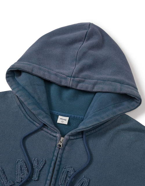 [Mmlg] WASHED APPLIQUE HOOD ZIPUP (MIDNIGHT BLUE)