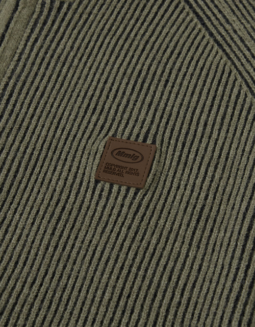 [Mmlg] TWO TONE HIGH NECK KNIT ZIPUP (OLIVE)