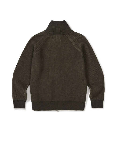 [Mmlg] TWO TONE HIGH NECK KNIT ZIPUP (BROWN)