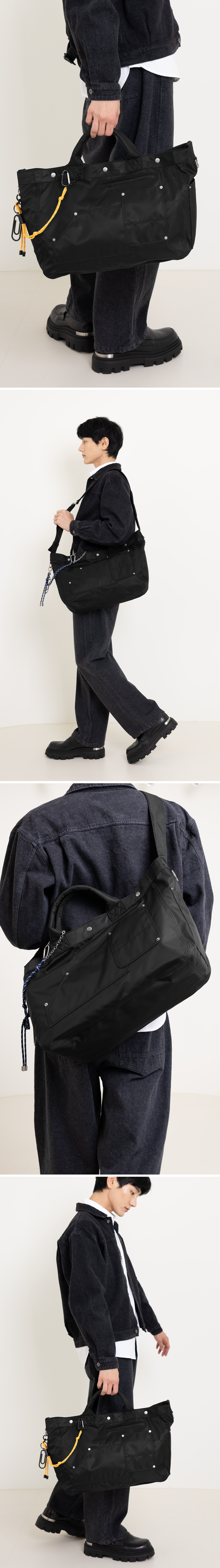 플라스틱을 재활용한 효성의 regen사를 40% 함유한 나일론 원단  트윌 조직 특유의 고급스러운 광택과 부드러운 터치 