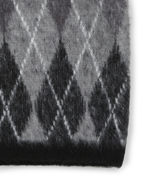ARGYLE CREW NECK SHORT CARDIGAN BLACK