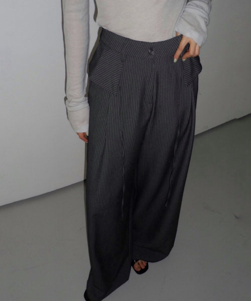 Flap Stripe Slacks - 2colors