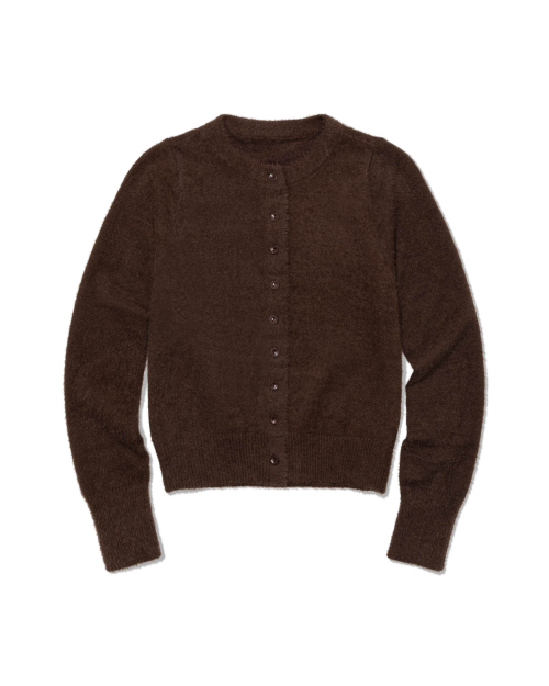 Soft Fuzzy Knit Cardigan (BROWN)
