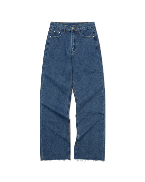 Fray Hem cut jeans (WASHED DEEP BLUE)