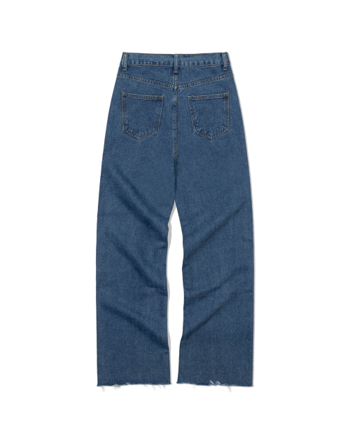 Fray Hem cut jeans (WASHED DEEP BLUE)
