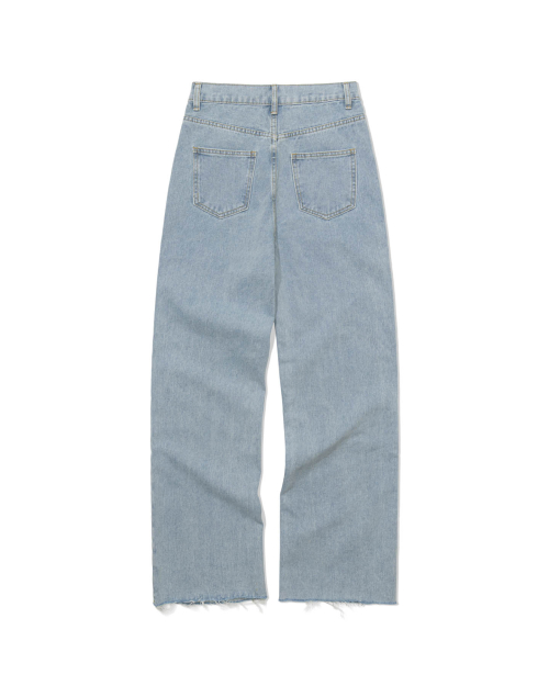 Fray Hem cut Jeans (WASHED LIGHT BLUE)