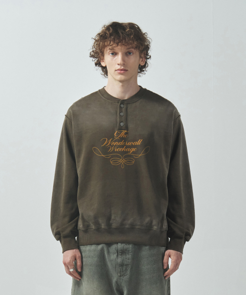 Свитшот хенли с винтажным эффектом Khaki