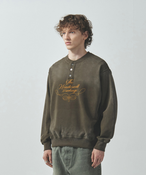 Свитшот хенли с винтажным эффектом Khaki