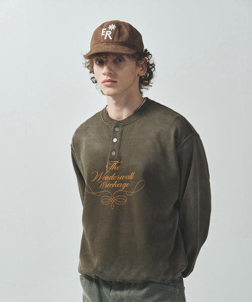 Свитшот хенли с винтажным эффектом Khaki