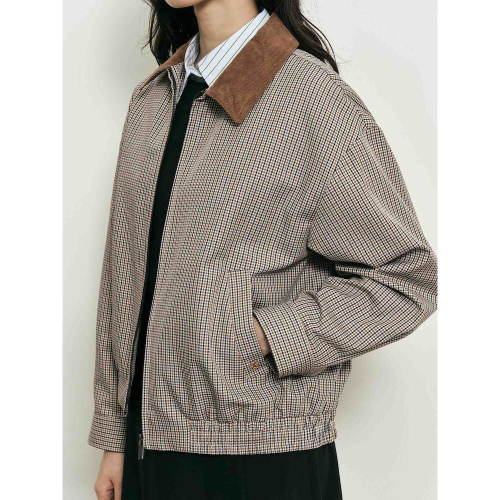 Классический клетчатый куртка-харрингтон Brown (BF5839N03D)