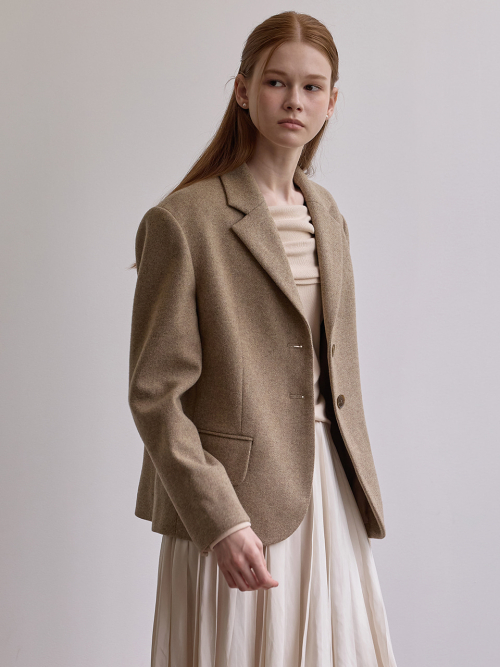 Wool overfit single jacket - бежевый