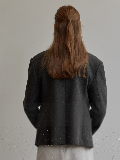 Wool overfit single jacket - Charcoal