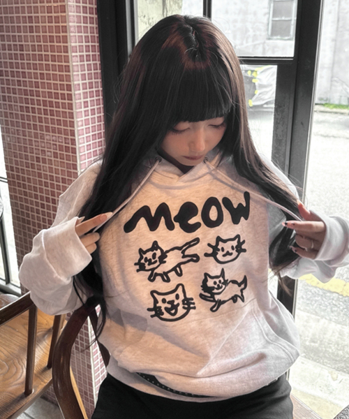 Худи Doodle Meow (Light Grey)