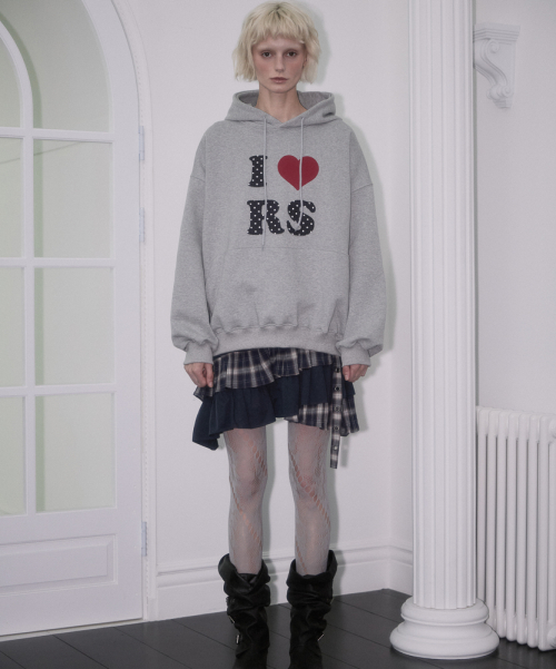 Dot Heart Hoodie серый