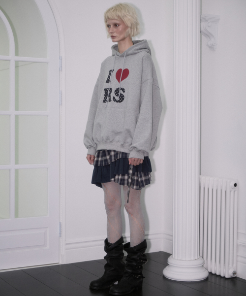 Dot Heart Hoodie серый