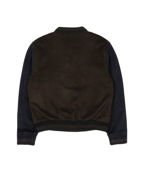 TCM mini logo varsity jacket (brown/navy)
