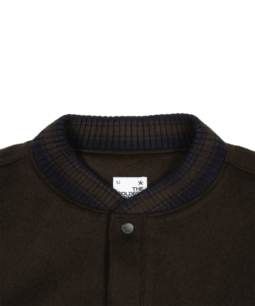 TCM mini logo varsity jacket (brown/navy)