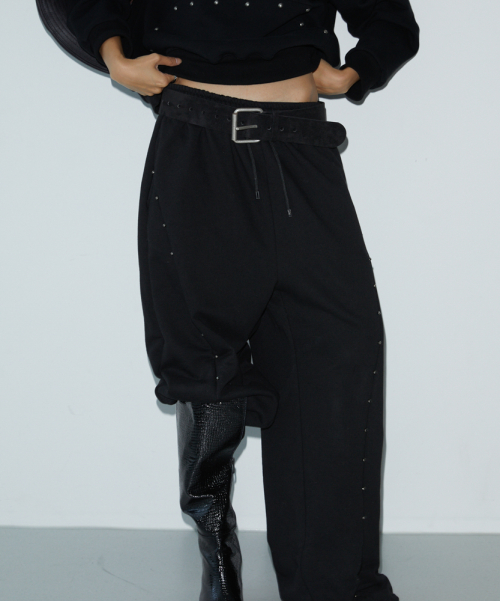Stud Cut Sweat Pants (BLACK)