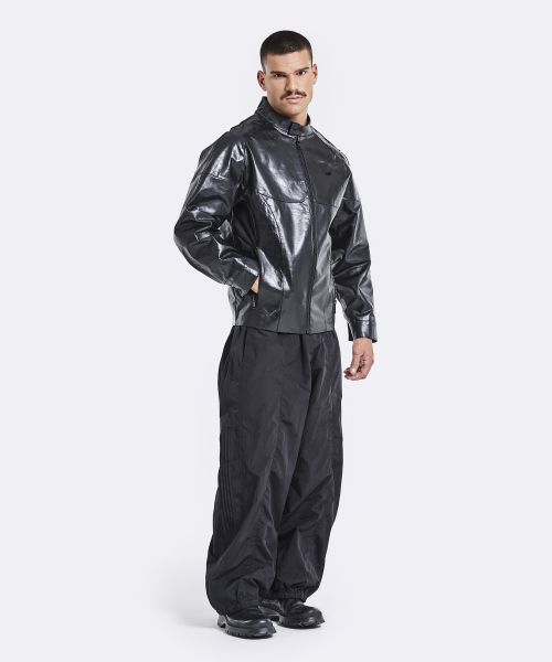 Banding rider leather jacket - чёрный